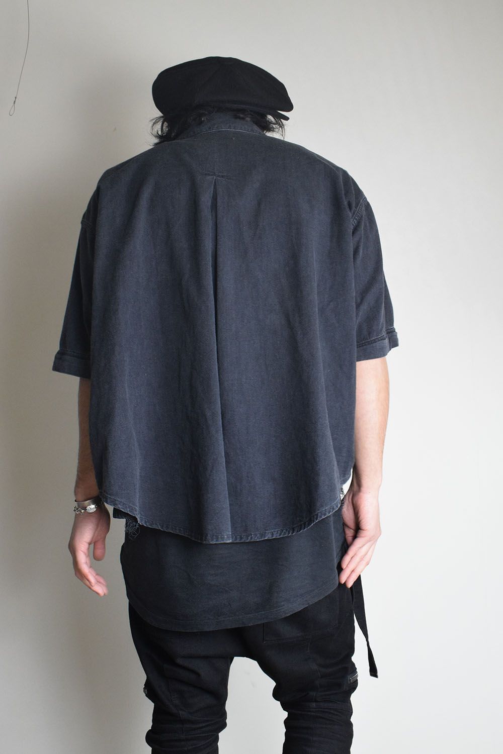 Detachable Sleeve Hook Cuff Shirt"Black Washed" / デタッチャブルスリーブホックカフスシャツ"ブラックウォッシュド"