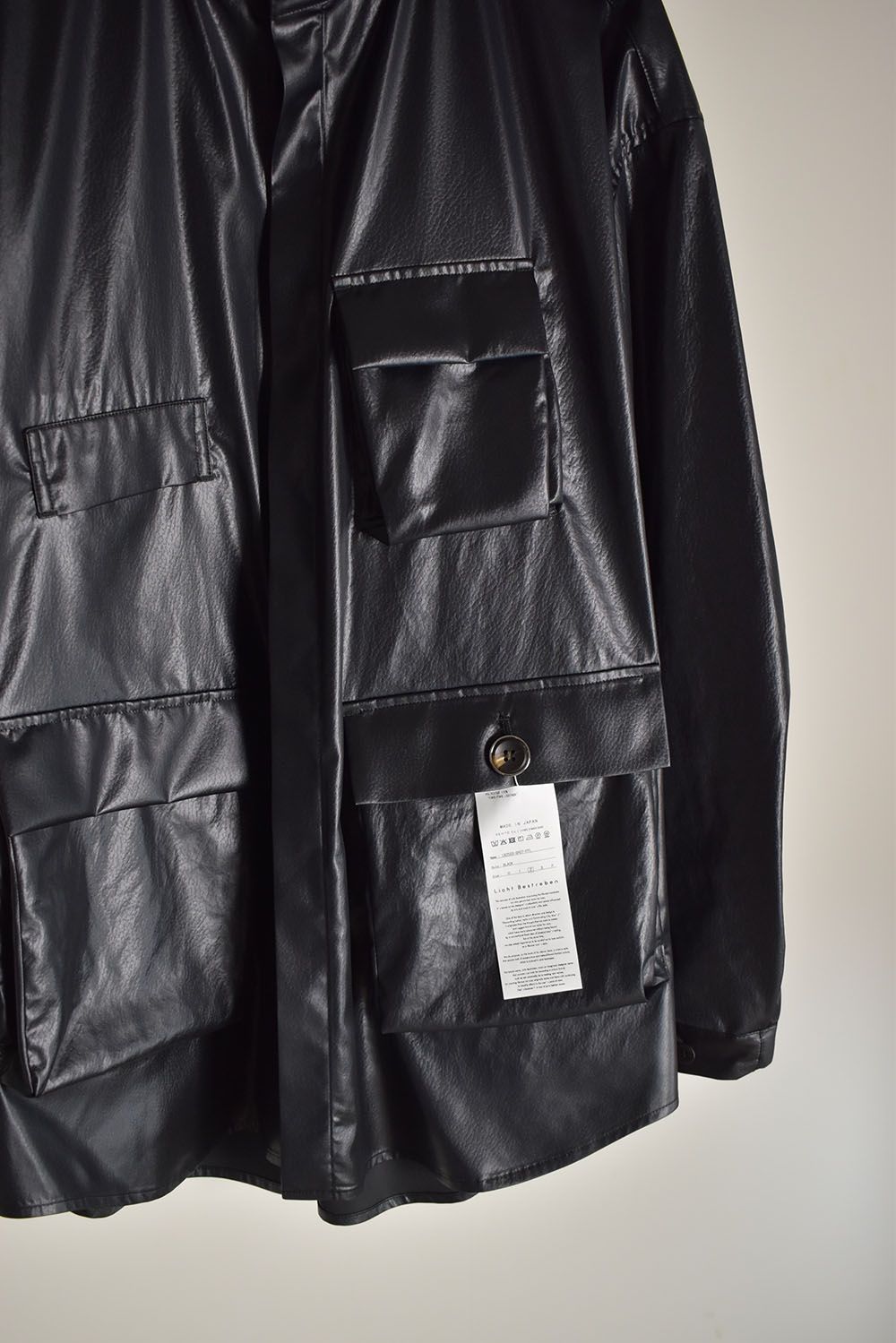 Fake Fake Leather Shirts Jacket"Black" / フェイクフェイクレザーシャツジャケット"ブラック"