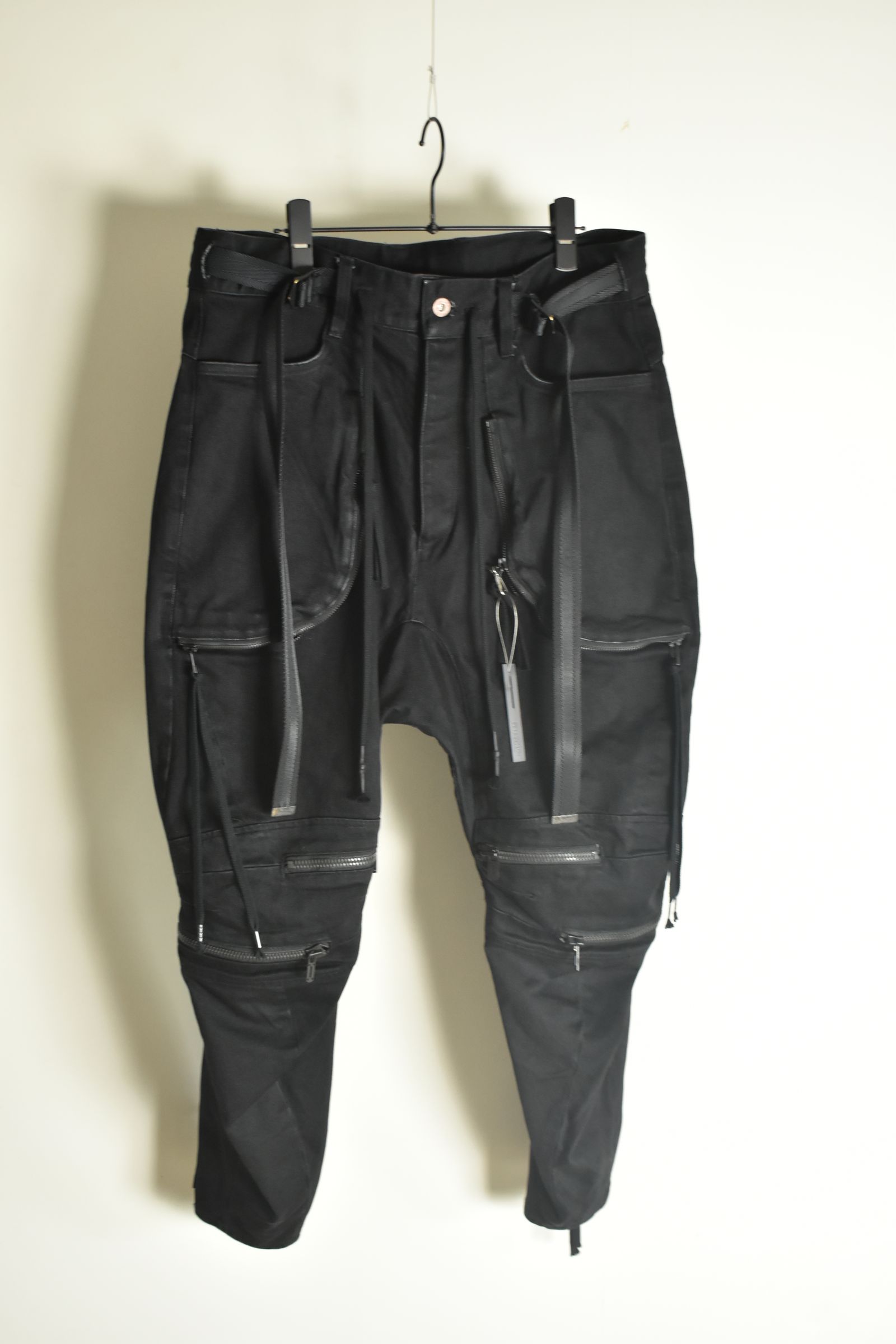 Stretch Denim Knee-Open Cropped Pants"Black" / ストレッチデニムニーオープンクロップドパンツ"ブラック"