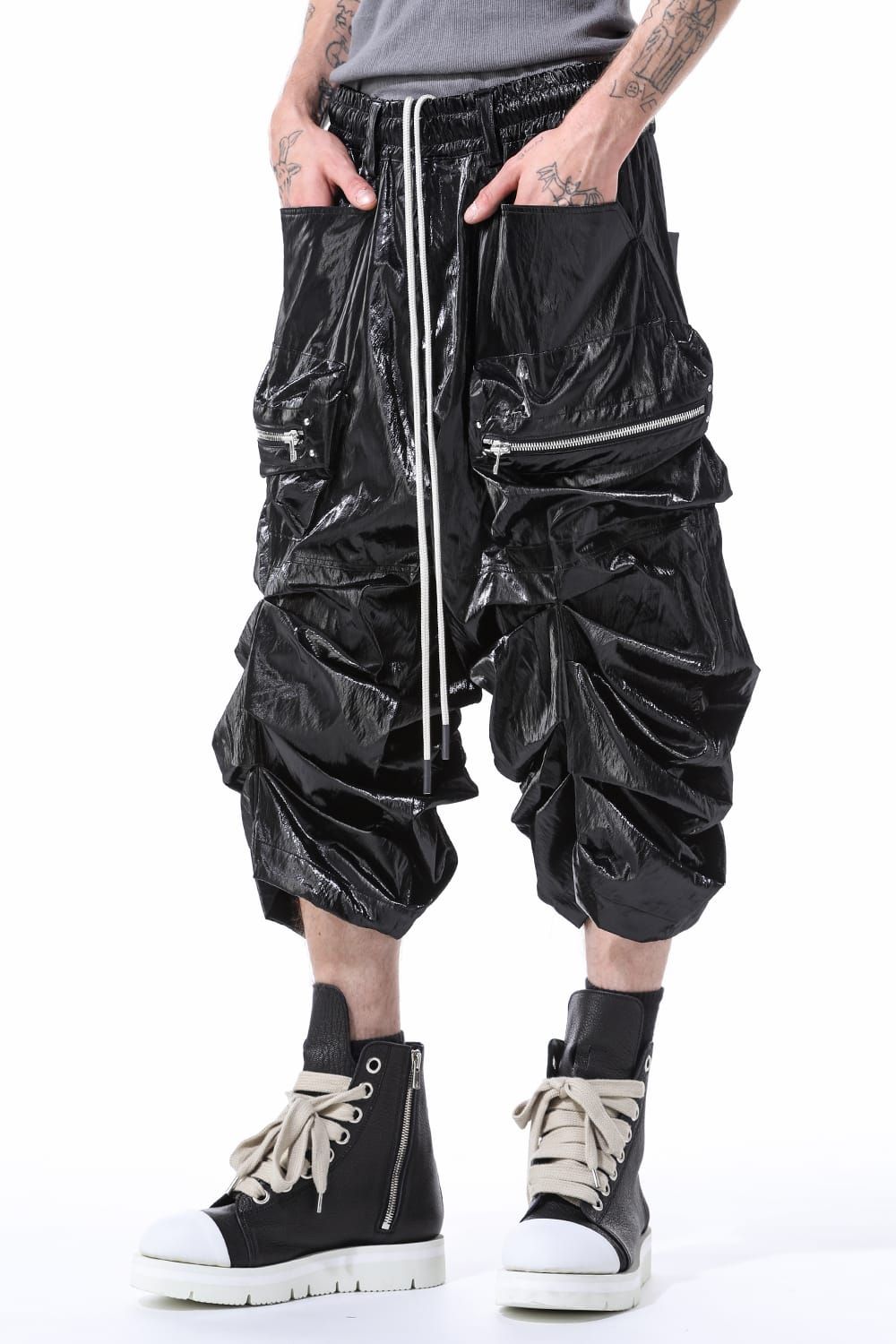 《2027SS先行予約分》 Fat Laces Leather Sneaker Boots "Black × White" / ファットレースレザースニーカーブーツ"ブラック×ホワイト"