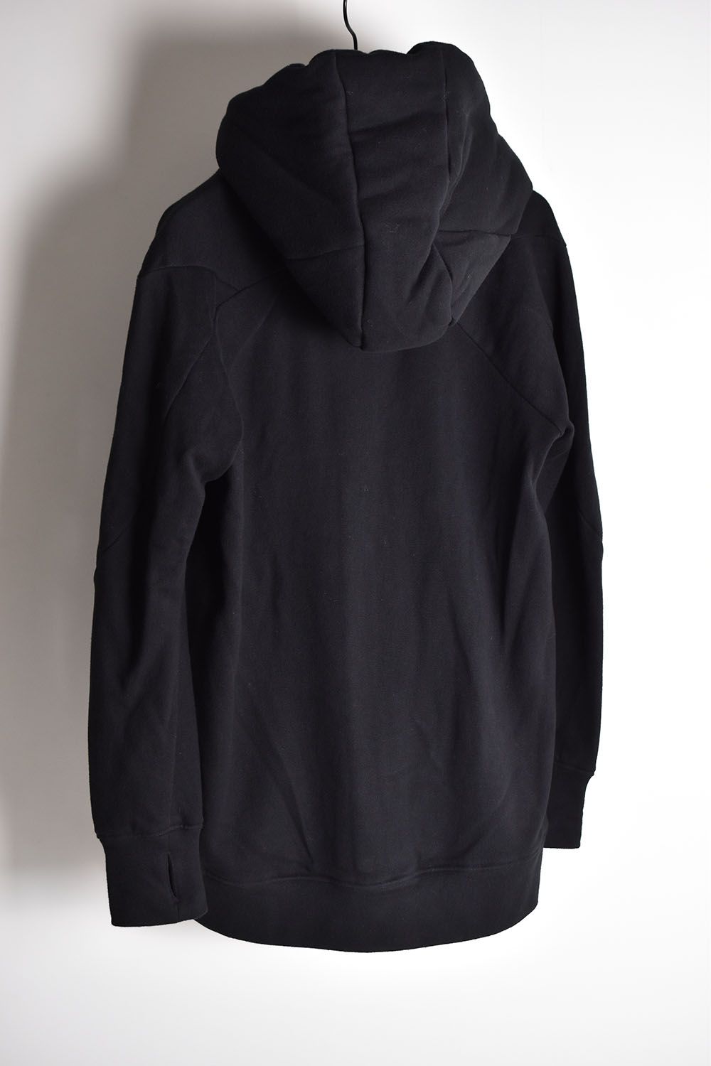 Long Hooded Jacket"Black"/無撚糸裏毛ロングフーデットジャケット"Black"