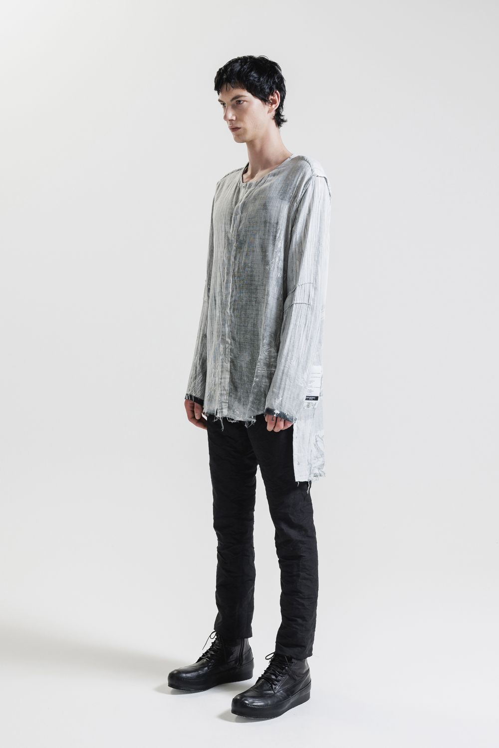 Round Neck Reversible Gauze Shirt"Face Print" / ラウンドネックリバーシブルガーゼシャツ"フェイスプリント"