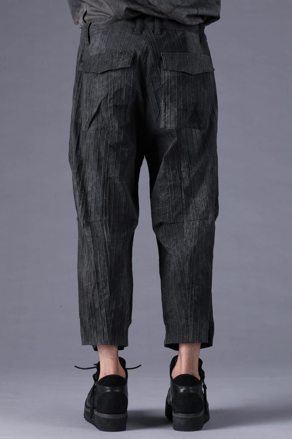 《2027SS先行予約分》Mura-Dye Toby Stripe Cropped Pants"Black" / ムラ染トビーストライプクロップドパンツ"ブラック"