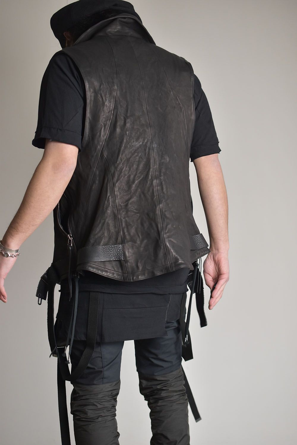 Japan Calf Leather Rider's Vest"Black"/ジャパンカーフレザーライダースベスト"ブラック"
