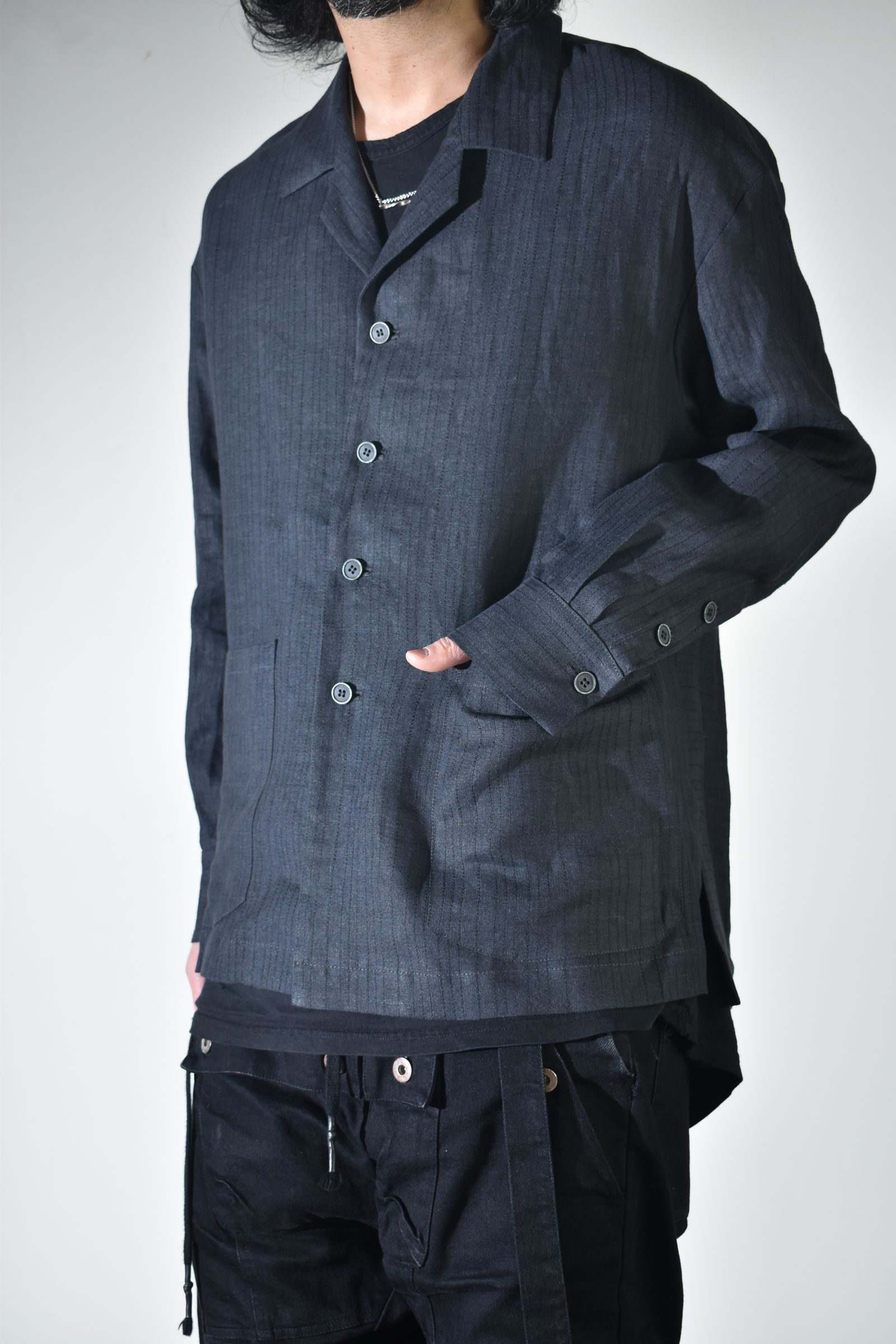 Linen Silk Shirts Jacket"Tuxedo" / リネンシルクシャツジャケット"タキシード"