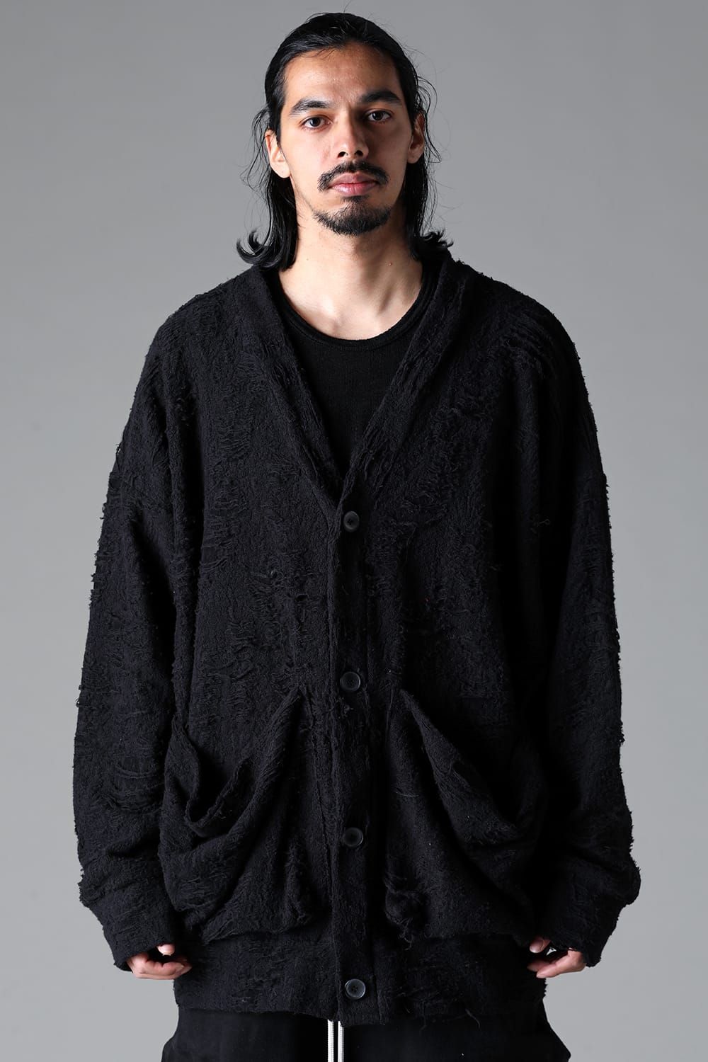 《2025AW先行予約》Damage Pile Jumbo Cardigan"Black" / ダメージパイル ジャンボカーディガン"ブラック"