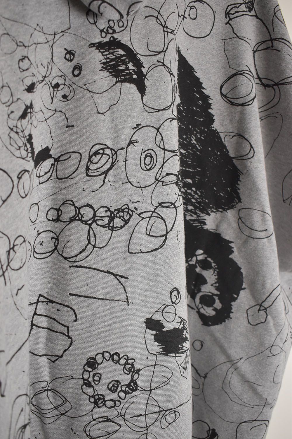 Sweat Oversize Print Zip Up Hoodie"Grey" / スウェットオーバーサイズプリントジップアップパーカ"グレー"