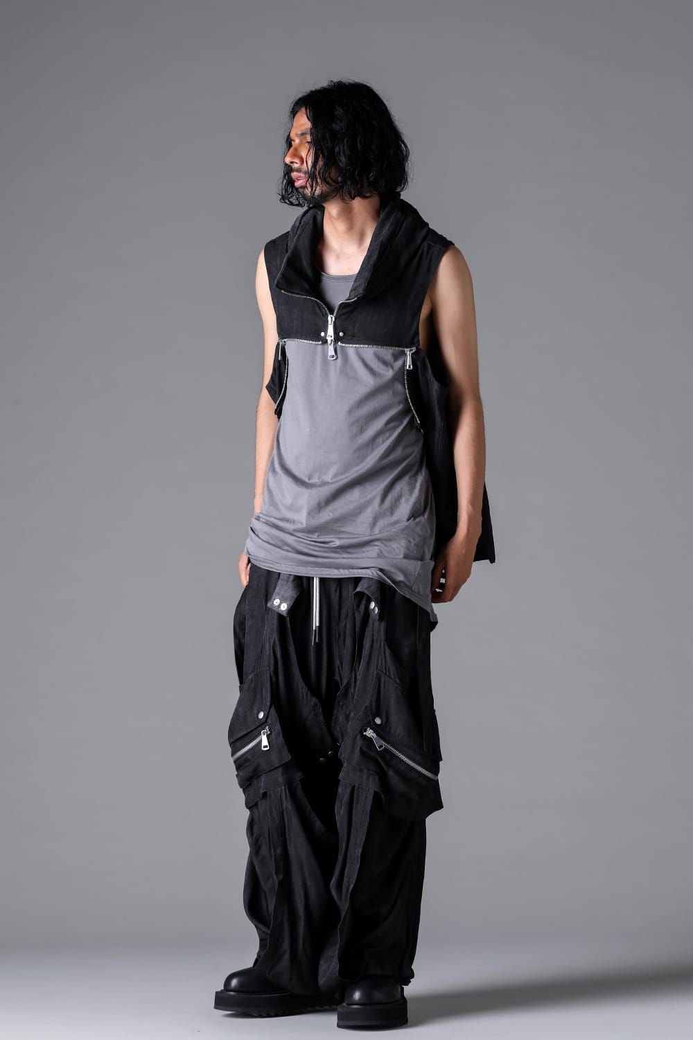 《2026SS先行予約》Parachute Cargo Wide Pants"Black / Uneven D.Grey / Uneven Grey" / パラシュートカーゴワイドパンツ"ブラック/アンイーブンダークグレー/アンイーブングレー"