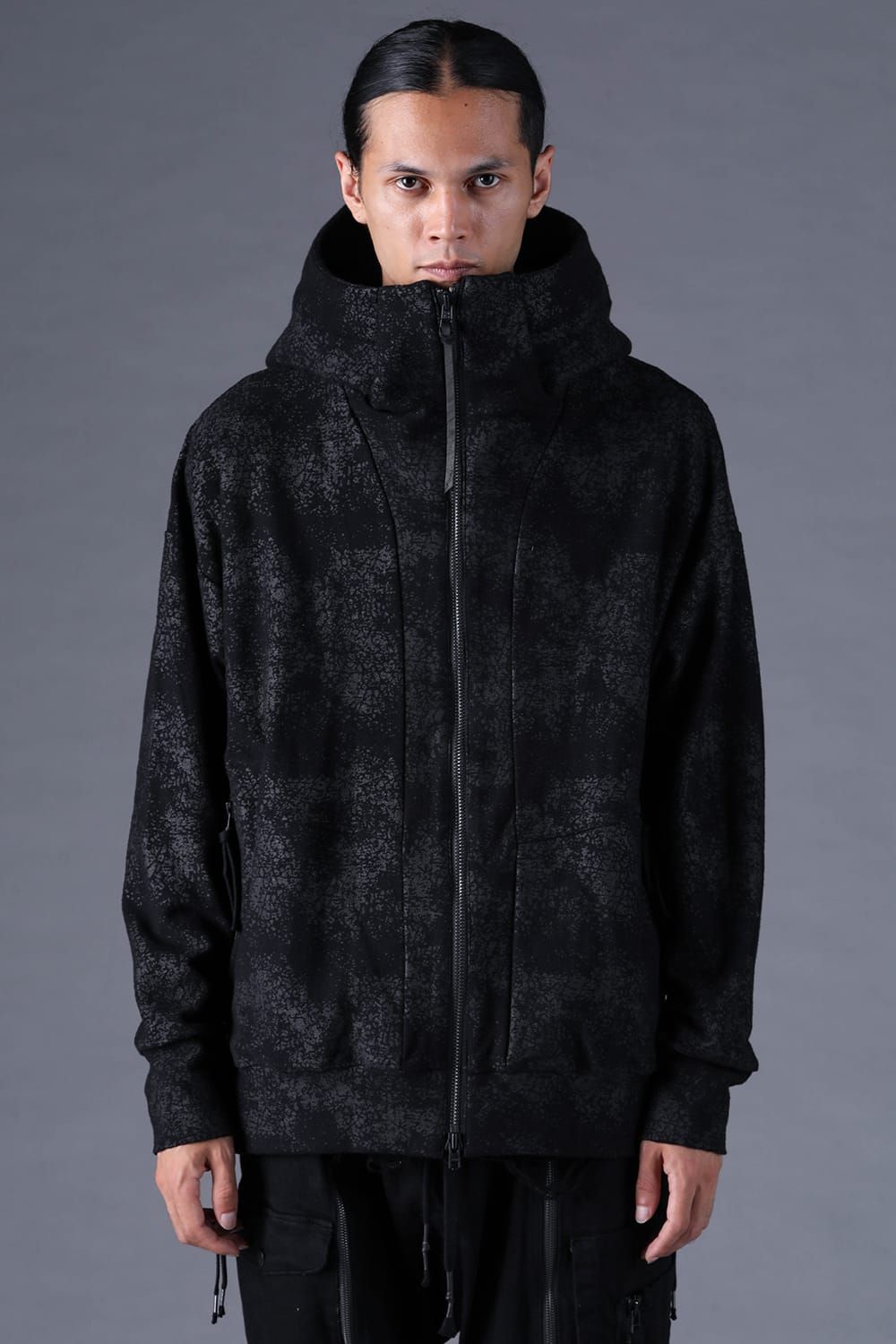 《2027SS先行予約分》Crack-Coated Jersey Hooded Jacket"Black" / クラックコーティングジャージーフーデッドジャケット"ブラック"