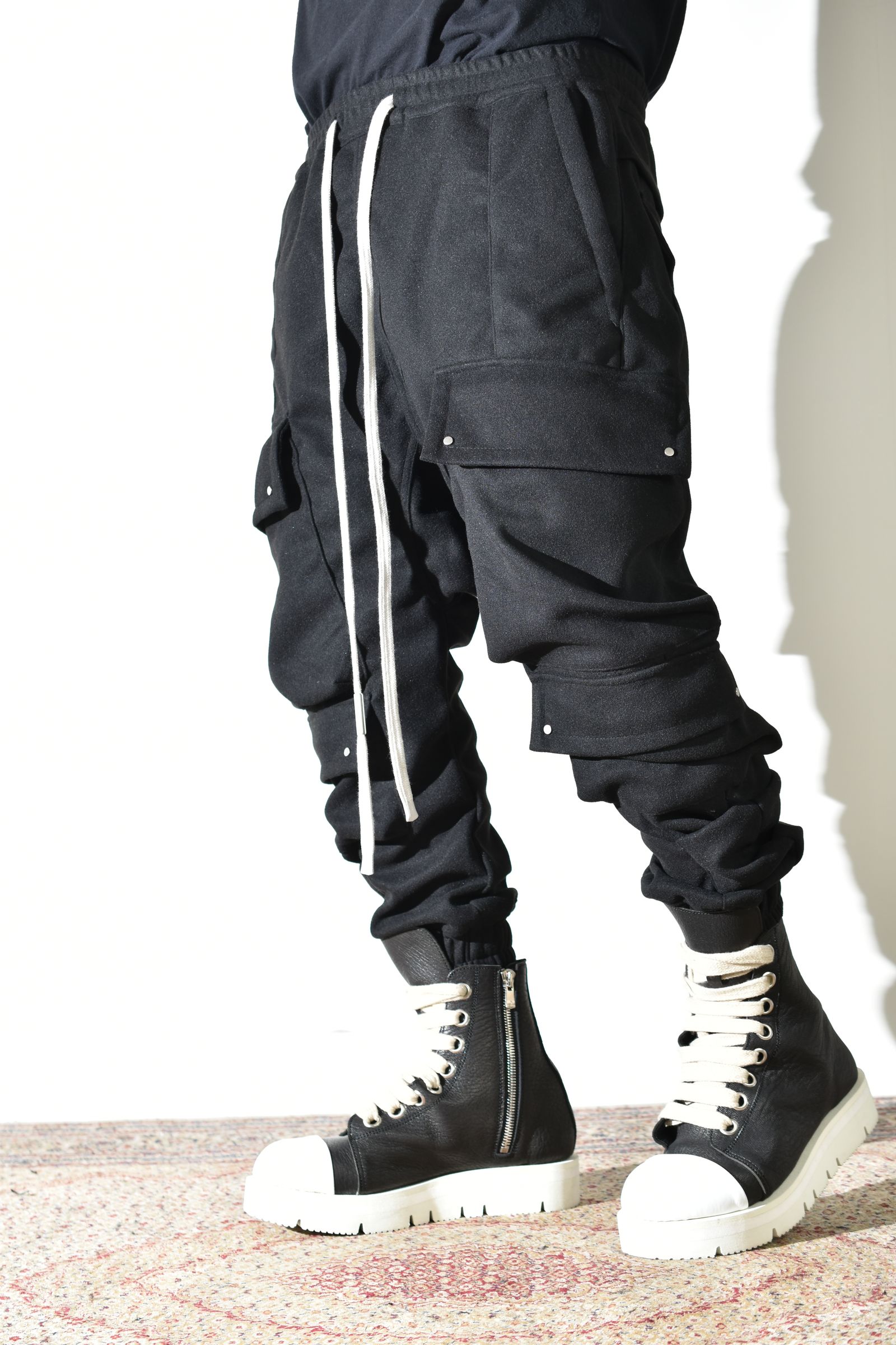 Knit Jersey Military Sarrouel Easy Pants"Black" / ニットジャージーミリタリーサルエルイージーパンツ"ブラック"