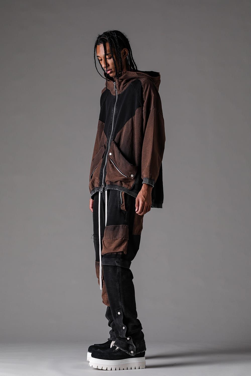 《2027SS先行予約》Vintage Cargo Flare Long Pants "Black × Brown / Grey × L.Grey / Ivory" / ヴィンテージカーゴフレアロングパンツ"ブラック×ブラウン / グレー×ライトグレー / アイボリー"
