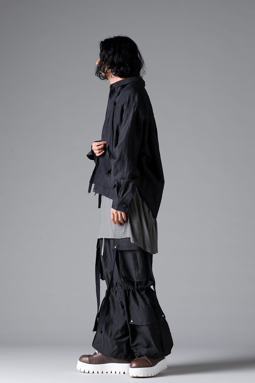 《2026SS先行予約》Wide Short Shirts"Black / Stone /Khaki /D.Grey / ST×GY" / ワイドショートシャツ"ブラック/ストーン/カーキ/ダークグレー/ストライプ×ダークグレー"