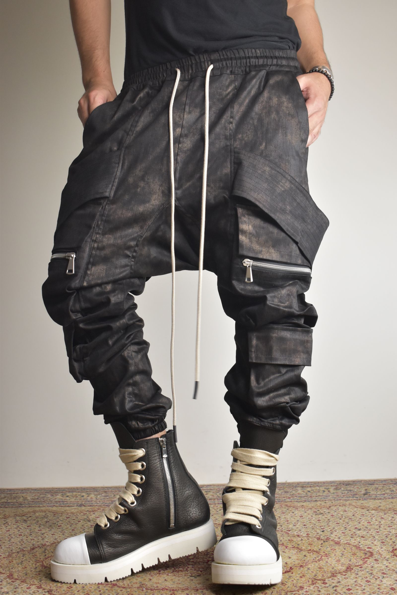 Metal Steam Camouflage Belt Cargo Jogger"Black × Brown" / メタルスチームカモフラージュ ベルトカーゴジョガー"ブラック×ブラウン"