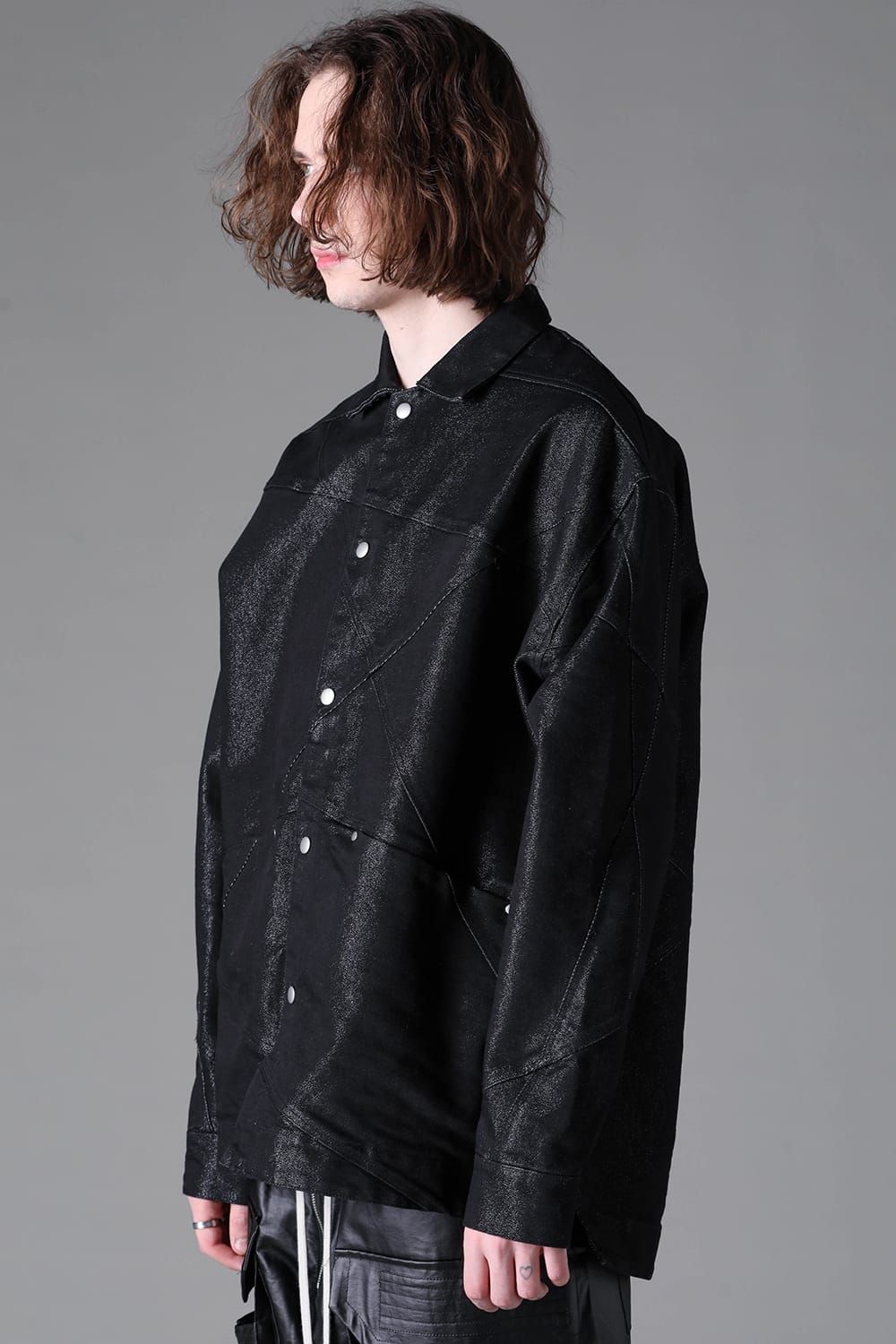 《2026AW先行予約》Random Panelled Denim Shirts "Balck × Silver" /  ランダムパネルデニムシャツ"ブラック×シルバー"