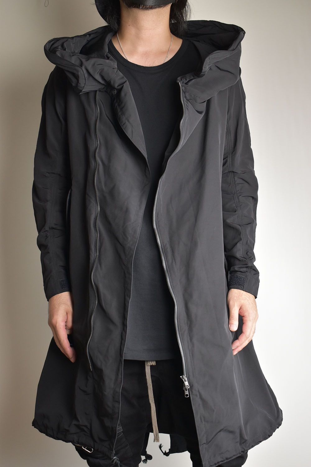 MULTI ZIP MILITARY HOODIE COAT"Black"/マルチジップミリタリーフーディコート"ブラック"