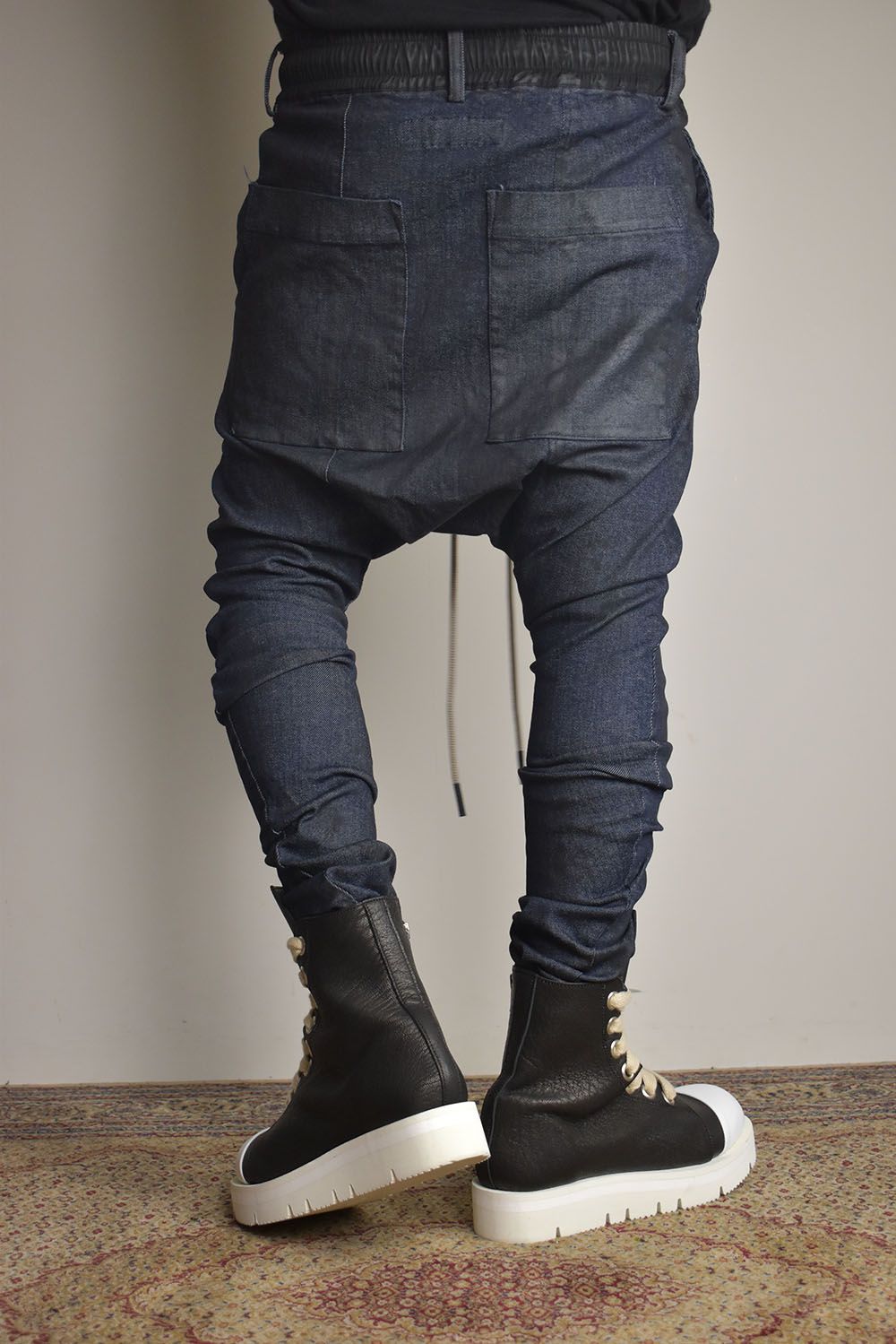 Coated Stretch denim Sarouel skinny"Blue" / コーティングストレッチデニムサルエルスキニー"ブルー"