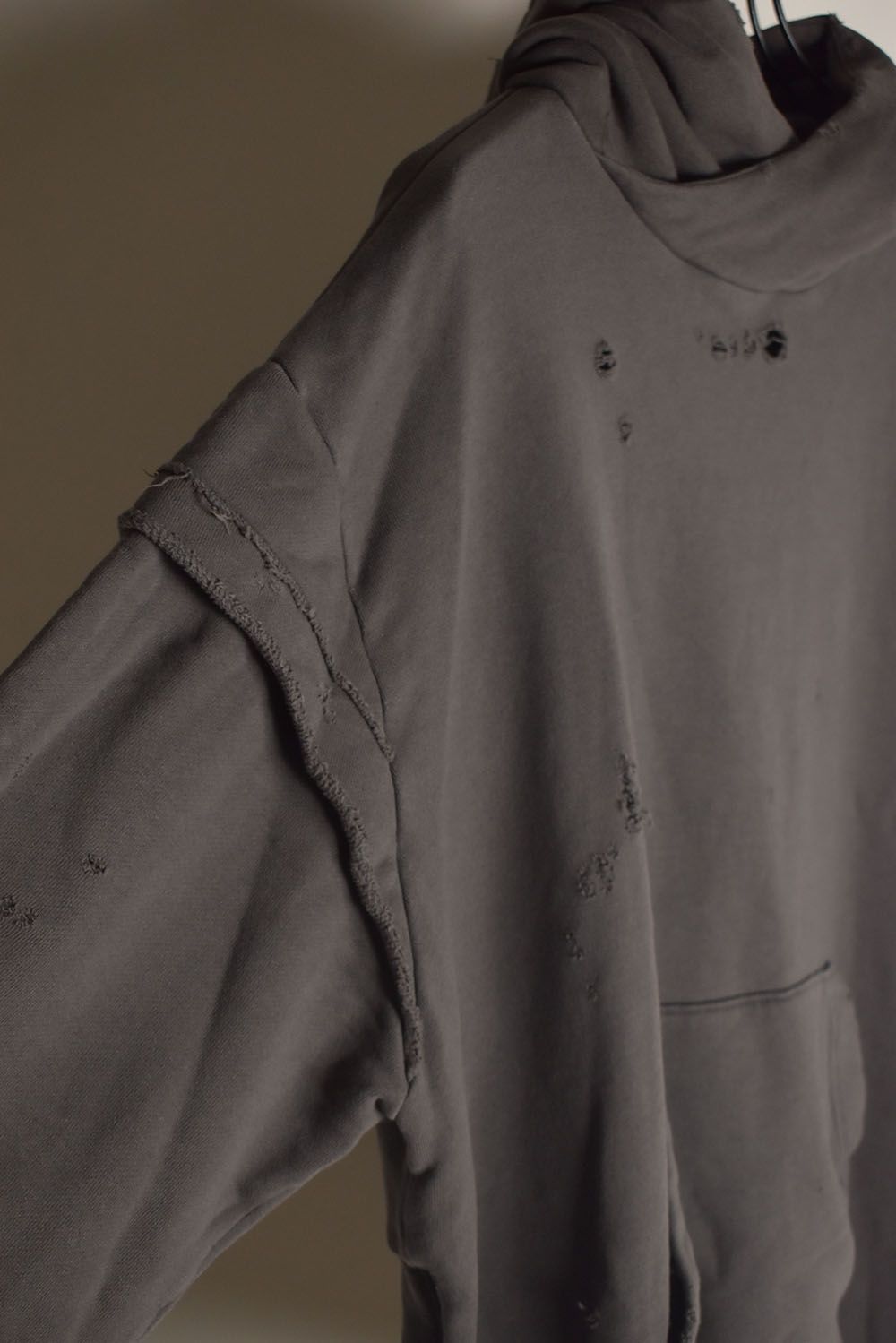 Untwisted Sweat Oversized Pullover Hoodie "Charcoal" / 無撚糸裏毛オーバーサイズプルオーバーフーディー"チャコール"