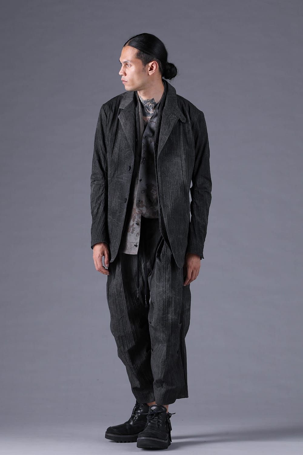 《2027SS先行予約分》Mura-Dye Toby Stripe Cropped Pants"Black" / ムラ染トビーストライプクロップドパンツ"ブラック"