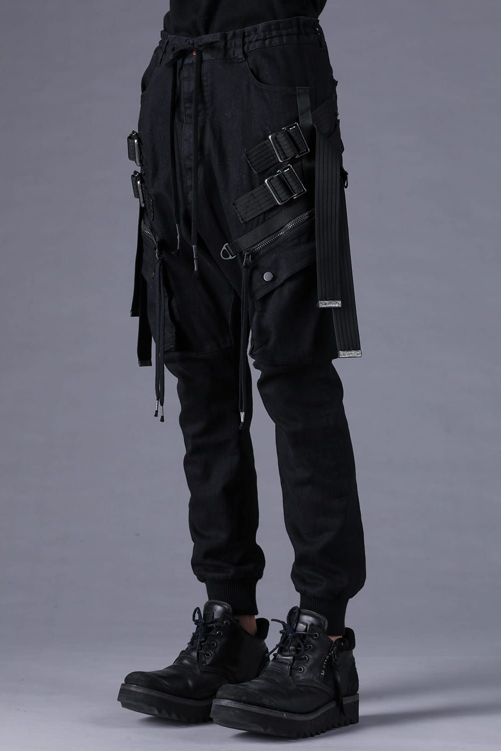 《2027SS先行予約分》Stretch Denim Adjustable Cargo Joggers Pants"Black" / ストレッチデニムアジャストカーゴジョガーパンツ"ブラック"