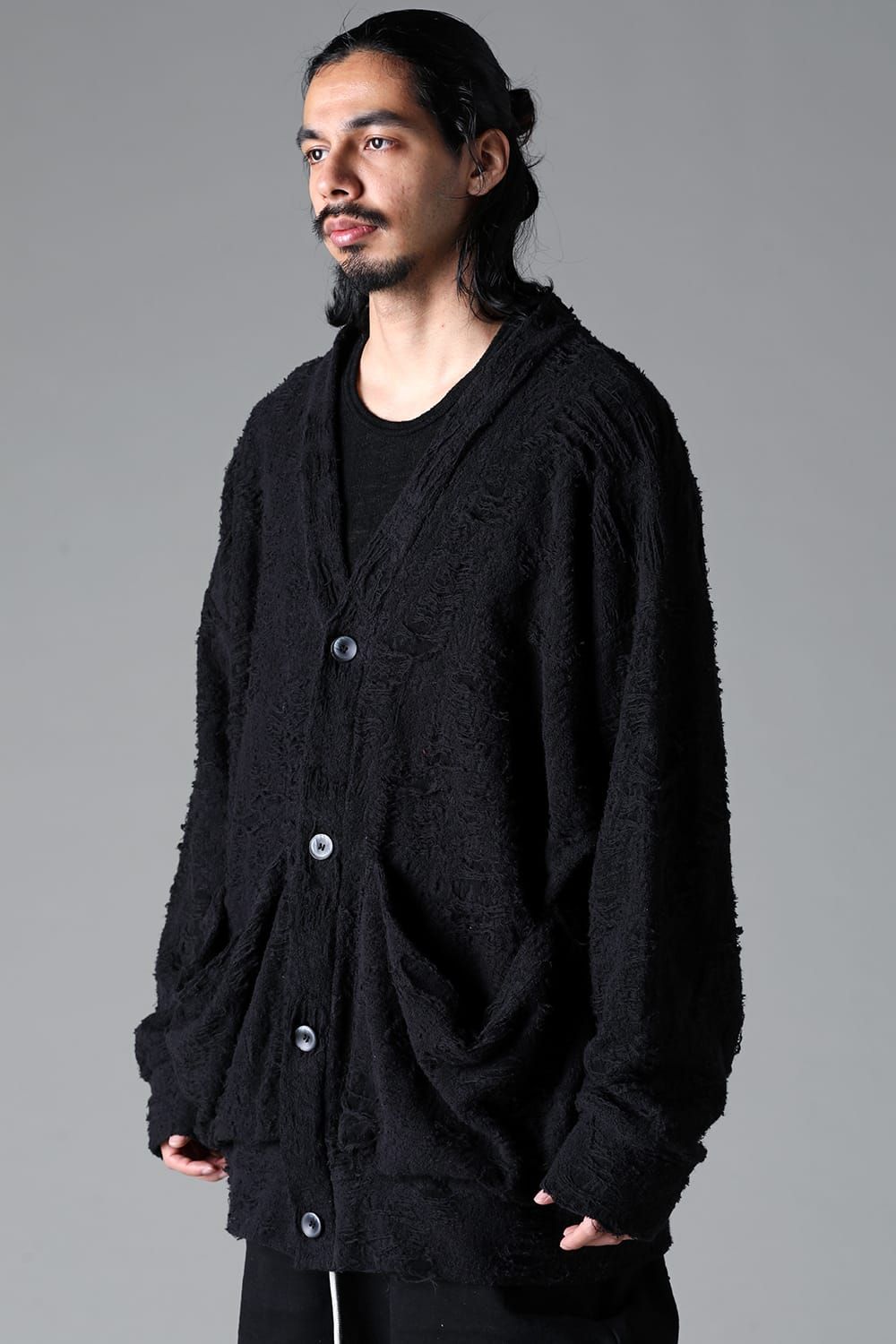 《2025AW先行予約》Damage Pile Jumbo Cardigan"Black" / ダメージパイル ジャンボカーディガン"ブラック"