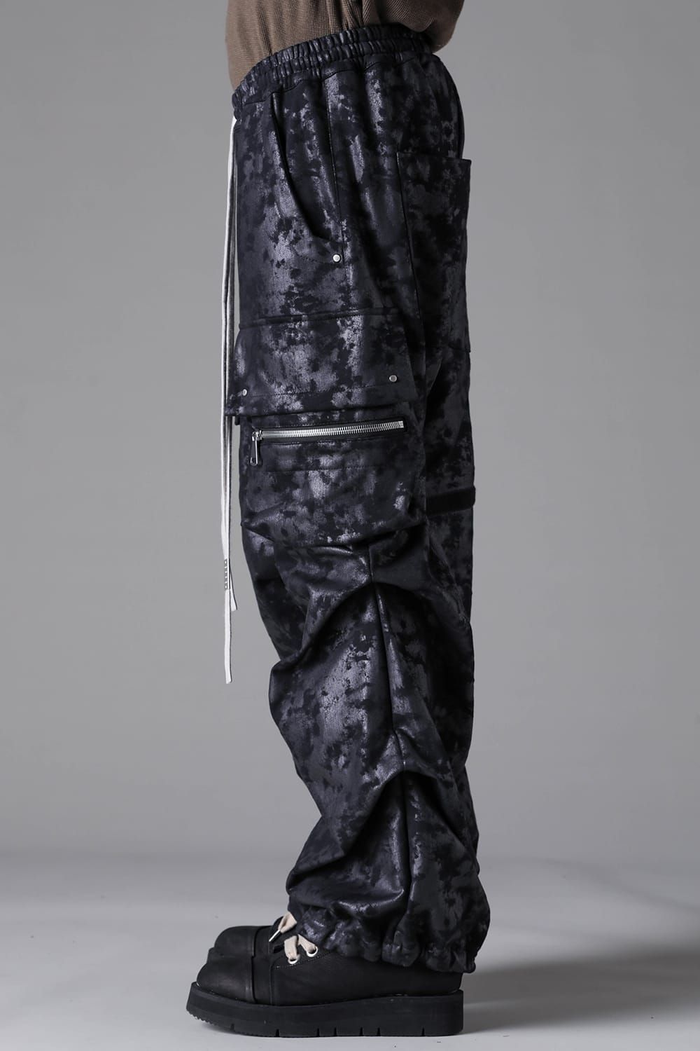 《2026AW先行予約》Sweat Cargo Tuck Wide Pants"Black / L.Grey" / スウェットカーゴタックワイドパンツ"ブラック/ライトグレー"