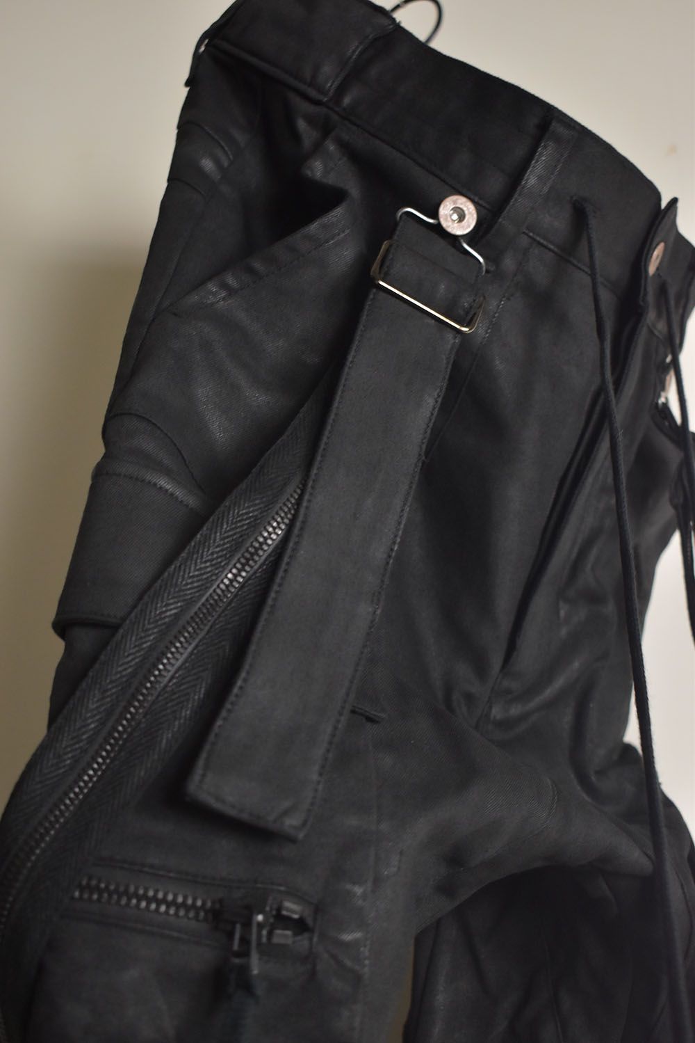 Product Coated Suspenders Cargo Jog Pants "Black" / 製品コーティングサスペンダーベルトカーゴジョグパンツ"ブラック"