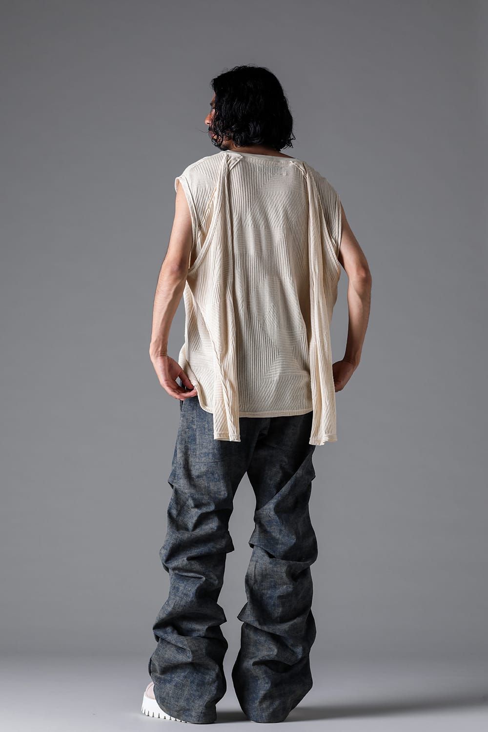《2026SS先行予約》Deformed Stripe Pattern Shiva Long Sleeve Tee "Black / Cream" /ディフォルメドストライプパターンシヴァロングスリーブ"ブラック/クリーム"