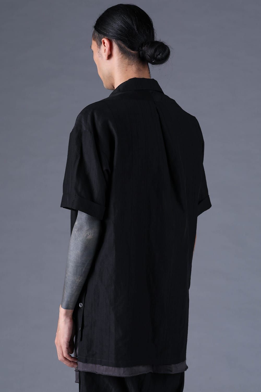 《2027SS先行予約分》Scar Stripe Jacquard Tailored S/S Shirt"Black" / スカーストライプジャガードテーラードショートスリーブシャツ"ブラック"