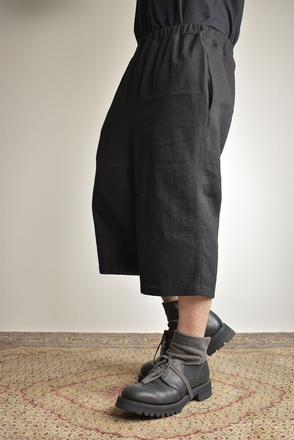 Linen Cotton Easy Wide Pants"Black" / リネンコットンイージーワイドパンツ"ブラック"