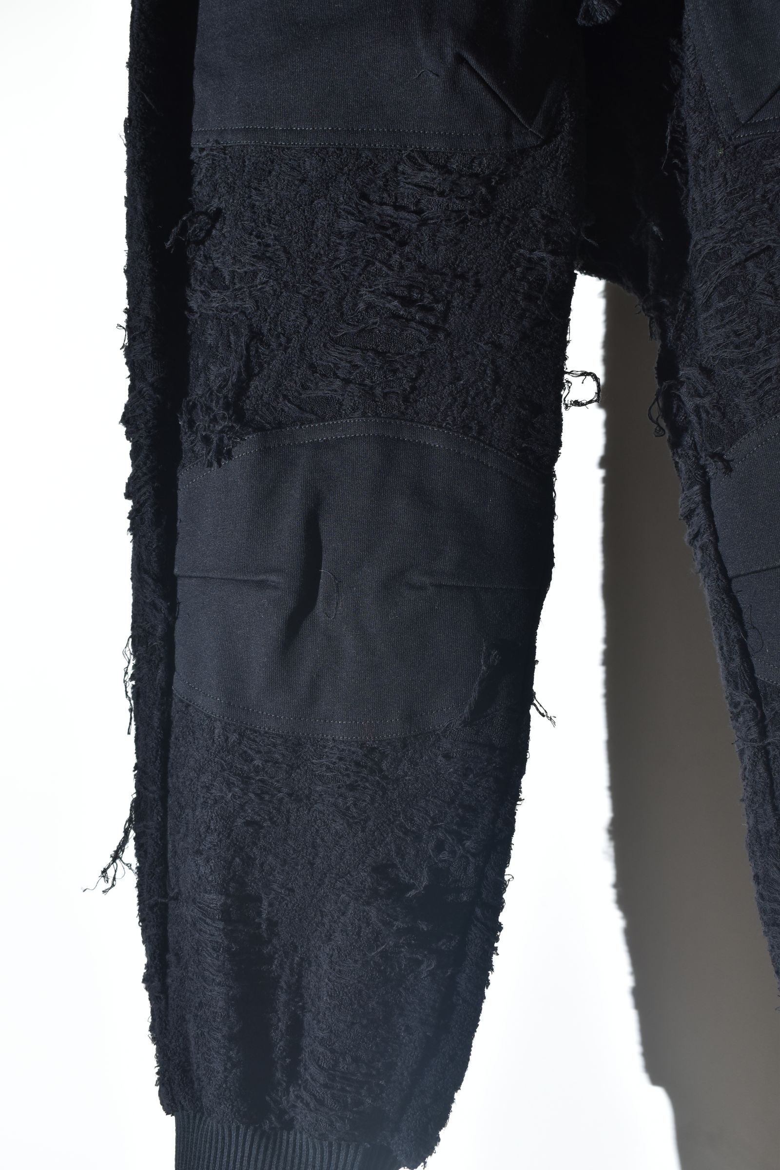 Damage Pile Combination Wide Jogger Pants"Black" / ダメージパイルコンビネーションワイドジョガーパンツ"ブラック"