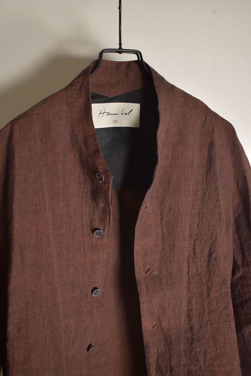 Elbow Length Band Collar Shirts"Cherry wood" / エルボーレングスバンドカラーシャツ"チェリーウッド"