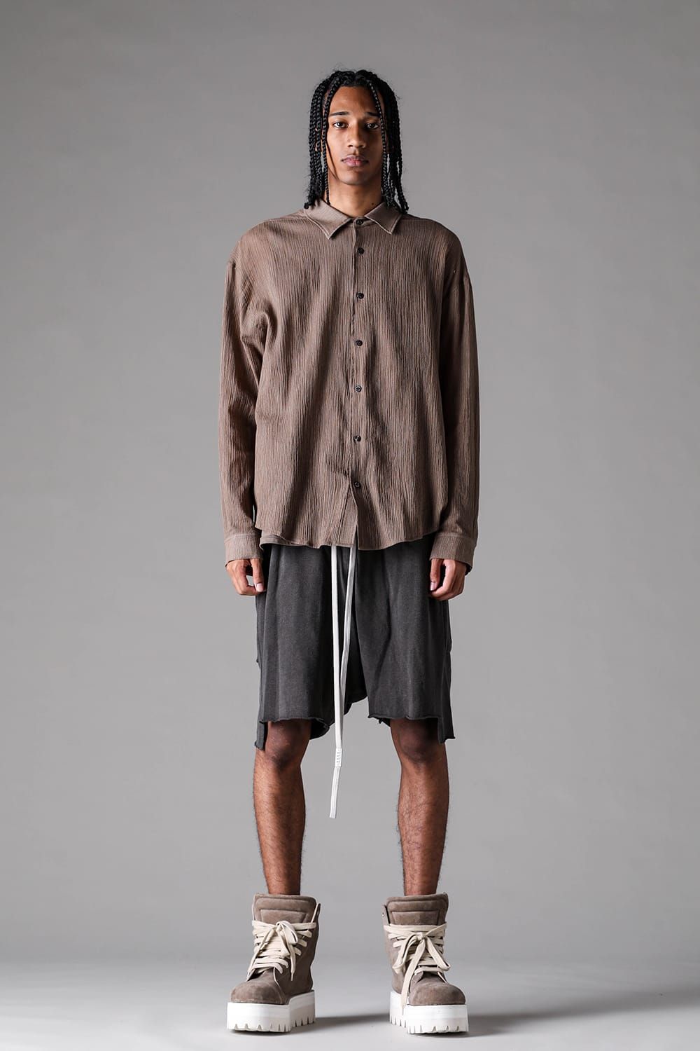 《2027SS先行予約》Sumi Dyed Lightweight French Terry Side Slit Shorts"L.Grey / D.Grey" / 墨染ミニ裏毛サイドスリットショーツ"ライトグレー / ダークグレー"