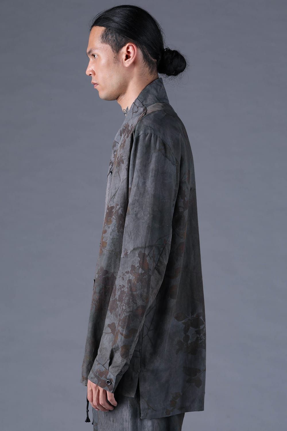 《2027SS先行予約分》Inkjet-Printed Shawl-Collar L/S Shirt "Charcoal" / インクジェットプリントショールカラーロングスリーブシャツ"チャコール"