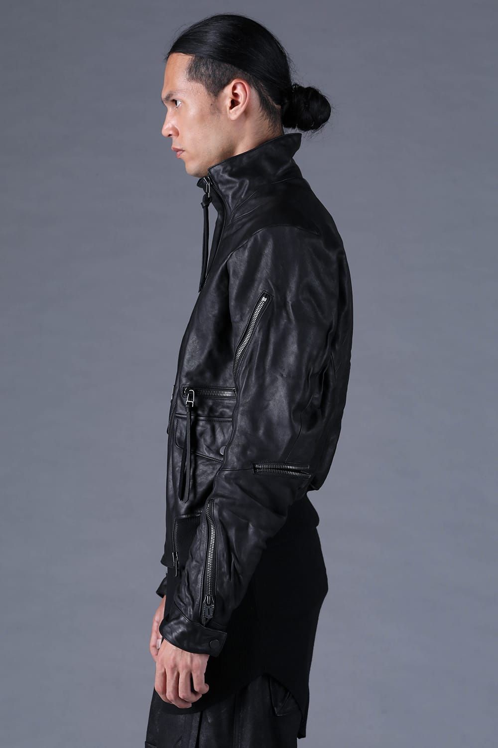 《2027SS先行予約分》Horse Leather Double-Zip Bomber Jacket"Black" / ホースレザーダブルジップボンバージャケット "ブラック"