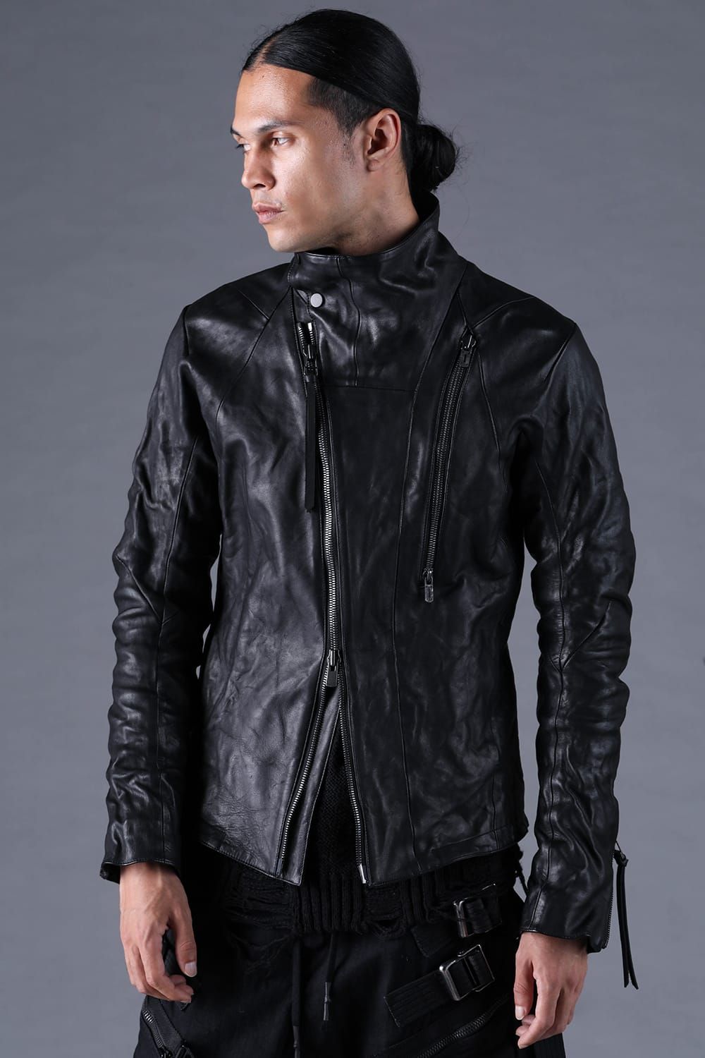 《2027SS先行予約分》Horse Leather High-Neck Jacket"Black" / ホースレザーハイネックジャケット"ブラック"