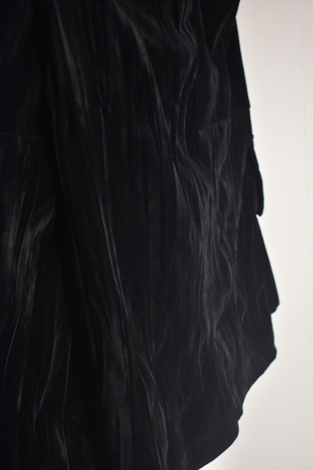 Washer Velour Wrap Skirt Pants"Black" / ワッシャーベロアラップスカートパンツ"ブラック"