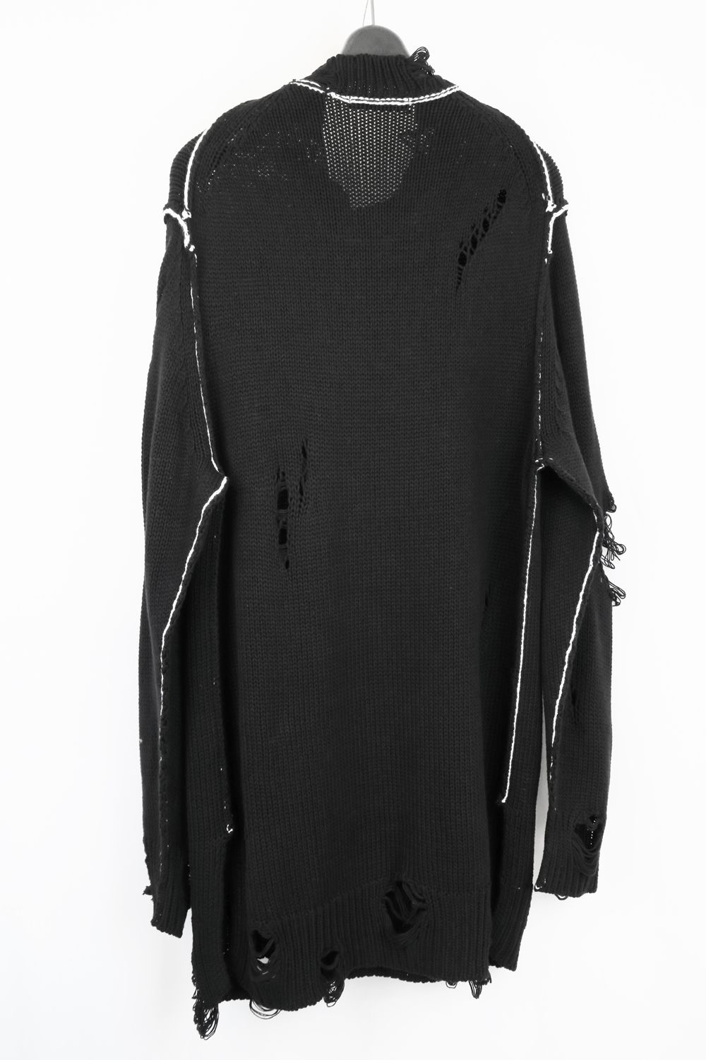 Cotton 3GG Damaged Knit Pullover"Black" / コットン 3GG ダメージニットプルオーバー"ブラック"