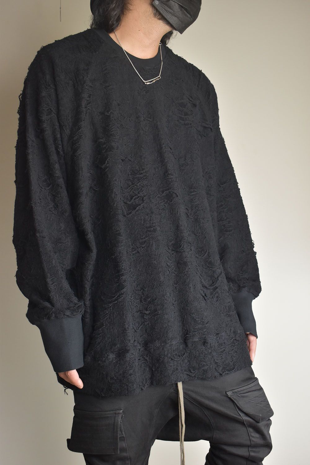 Damage Pile Dolman Top"Black" / ダメージパイル ドルマントップ"ブラック"