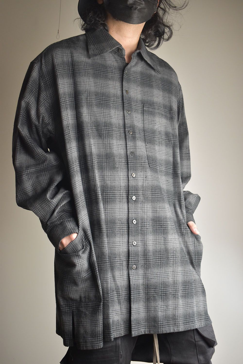 Over Sized Check Shirts"Grey" / オーバーサイズドチェックシャツ"グレー"