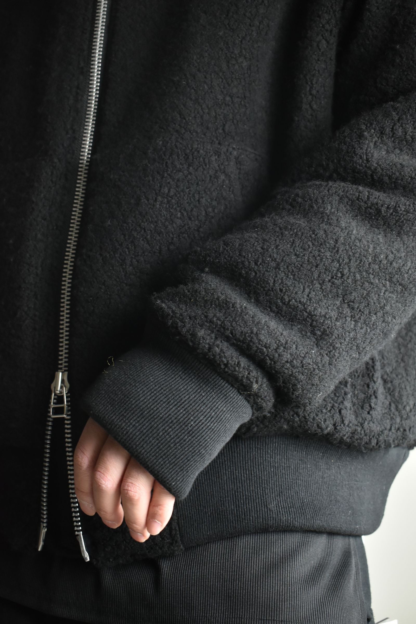 《2026AW先行予約》Sheep Pile Knit Padded Hoodie"Black / Khaki" / シープパイルニットパデッドフーディ"ブラック / カーキ"