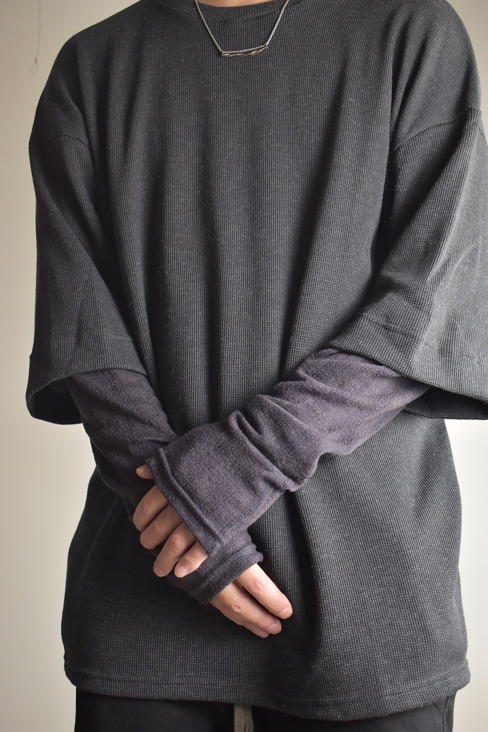 Layered Crew Neck Top"D.Grey" / レイヤードクルーネックトップ"ダークグレー"