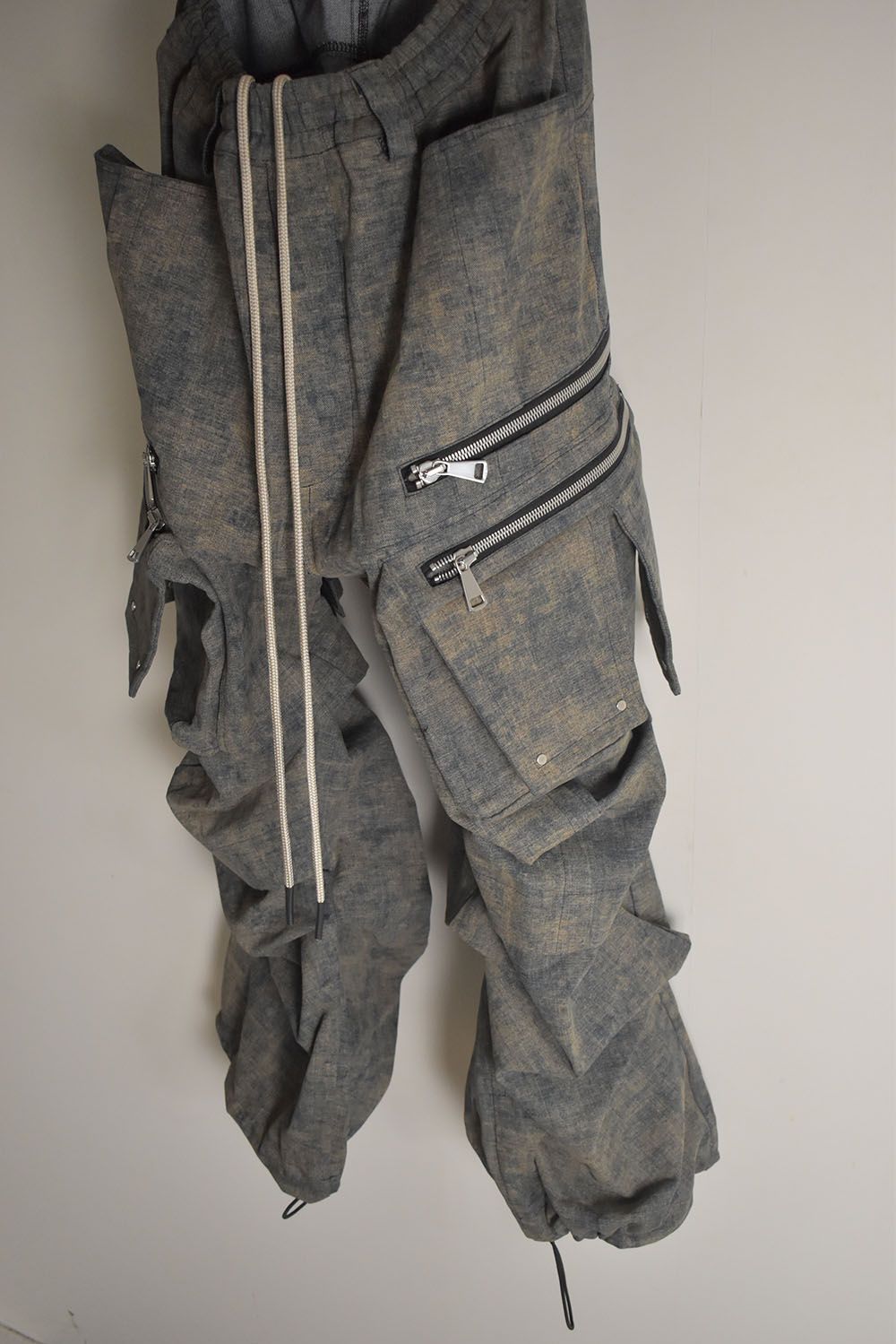 Blended Shades Denim Cargo Tuck Wide Pants"Steel Blue"/ ブレンデッドシェイドデニムカーゴタックワイドパンツ"スティールブルー"