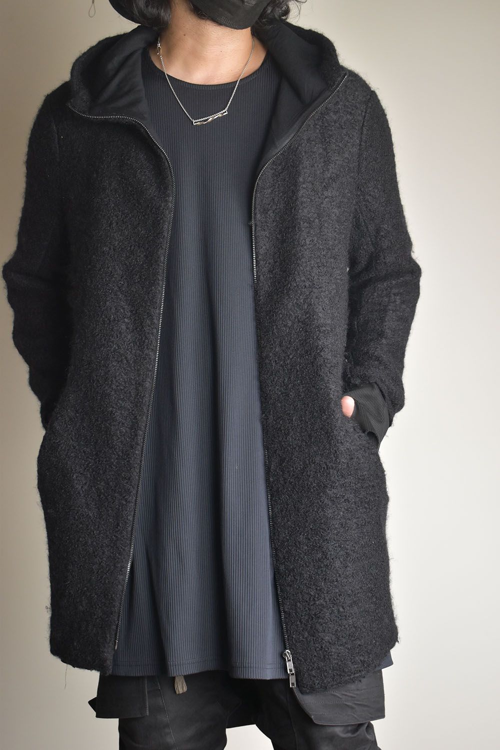 Mohair Knit Zip Hoodie "Black" / モヘアニットジップフーディ"ブラック"