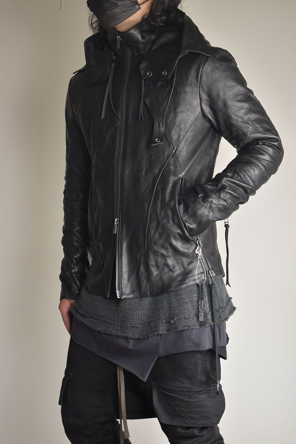 Horse Leather Hood Attachd Jacket "Black" / ホースレザーフードアタッチドジャケット"ブラック"