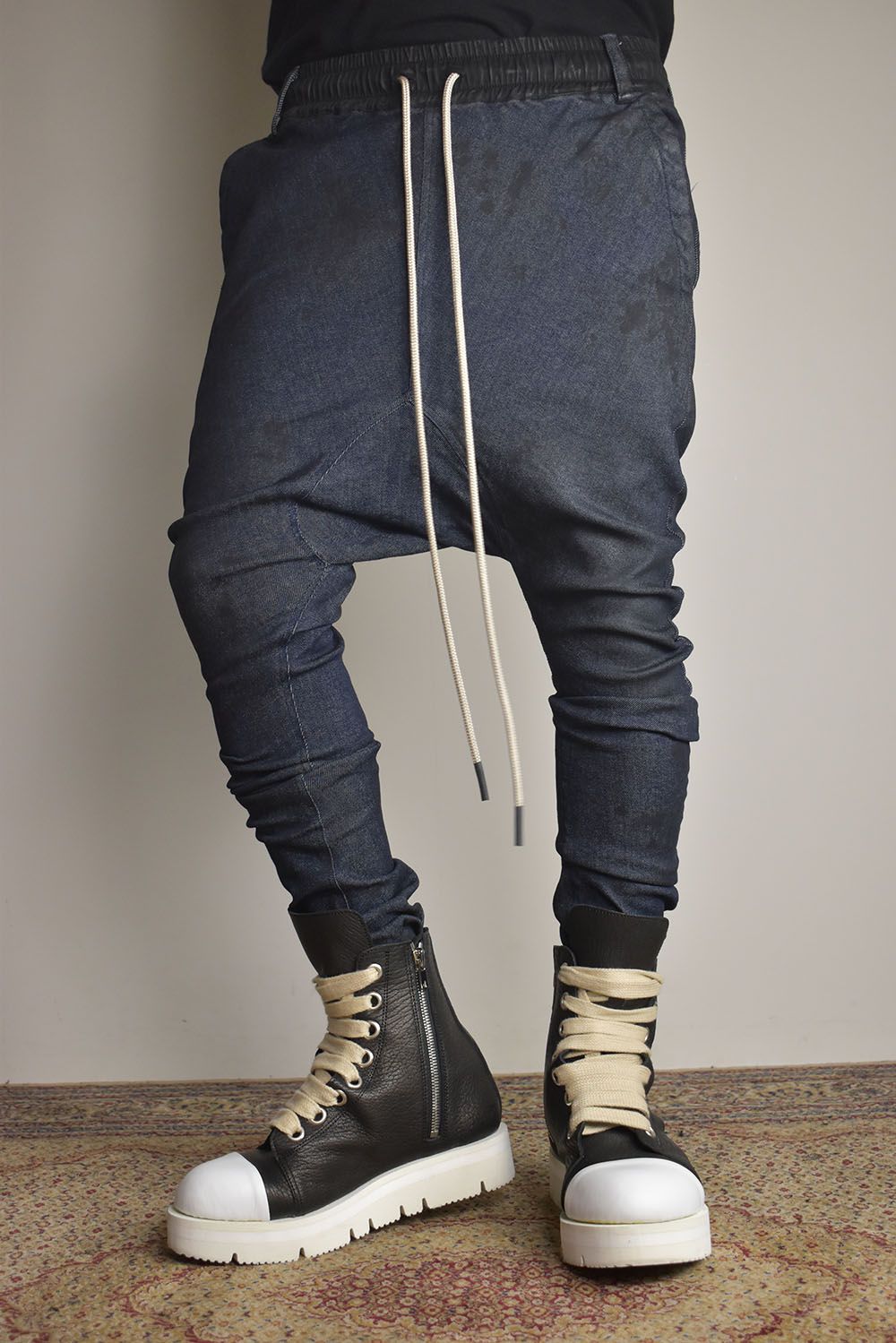 Coated Stretch denim Sarouel skinny"Blue" / コーティングストレッチデニムサルエルスキニー"ブルー"