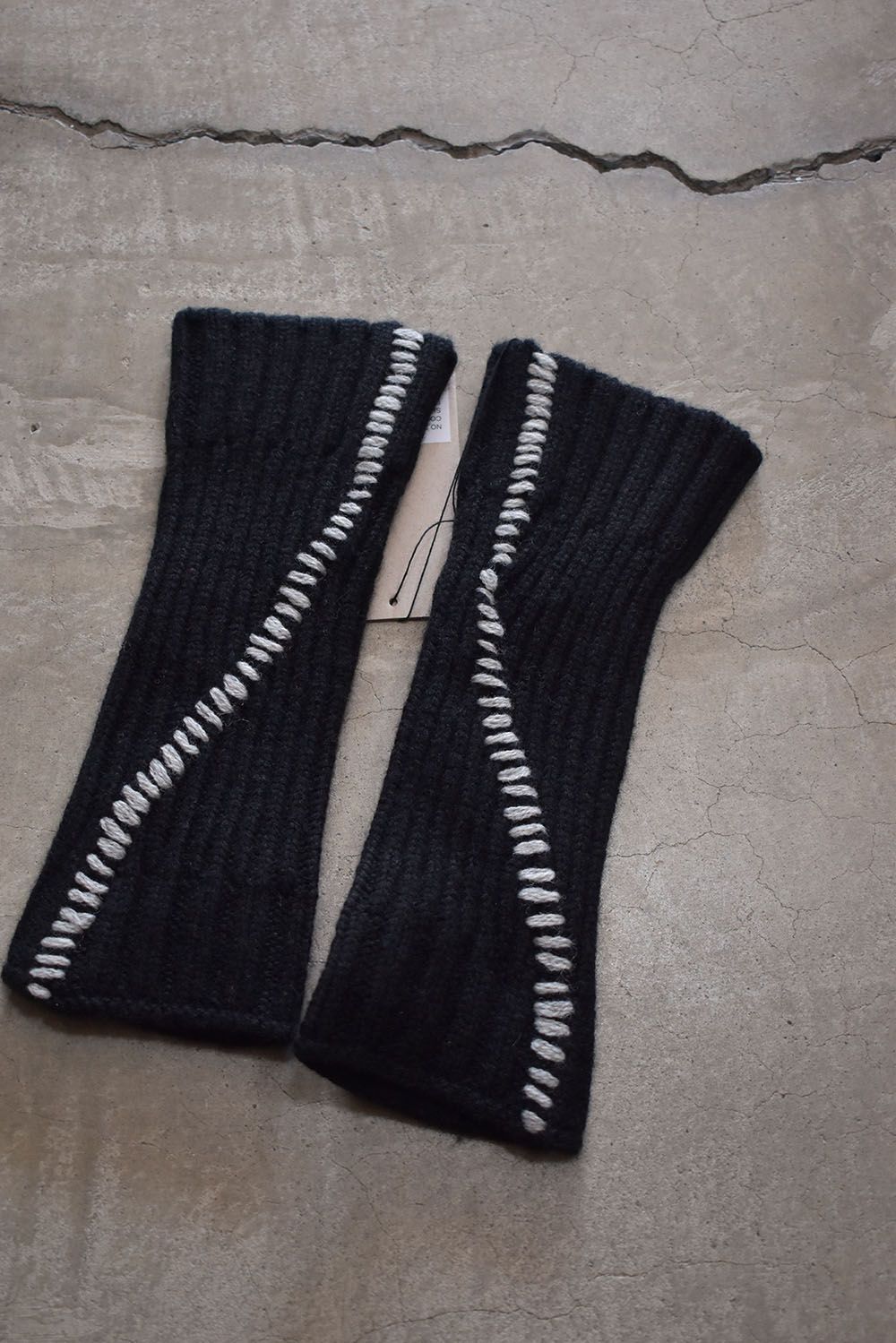 Over Lock Knit Arm Warmers "Black" / オーバーロックニットアームウォーマー"ブラック"