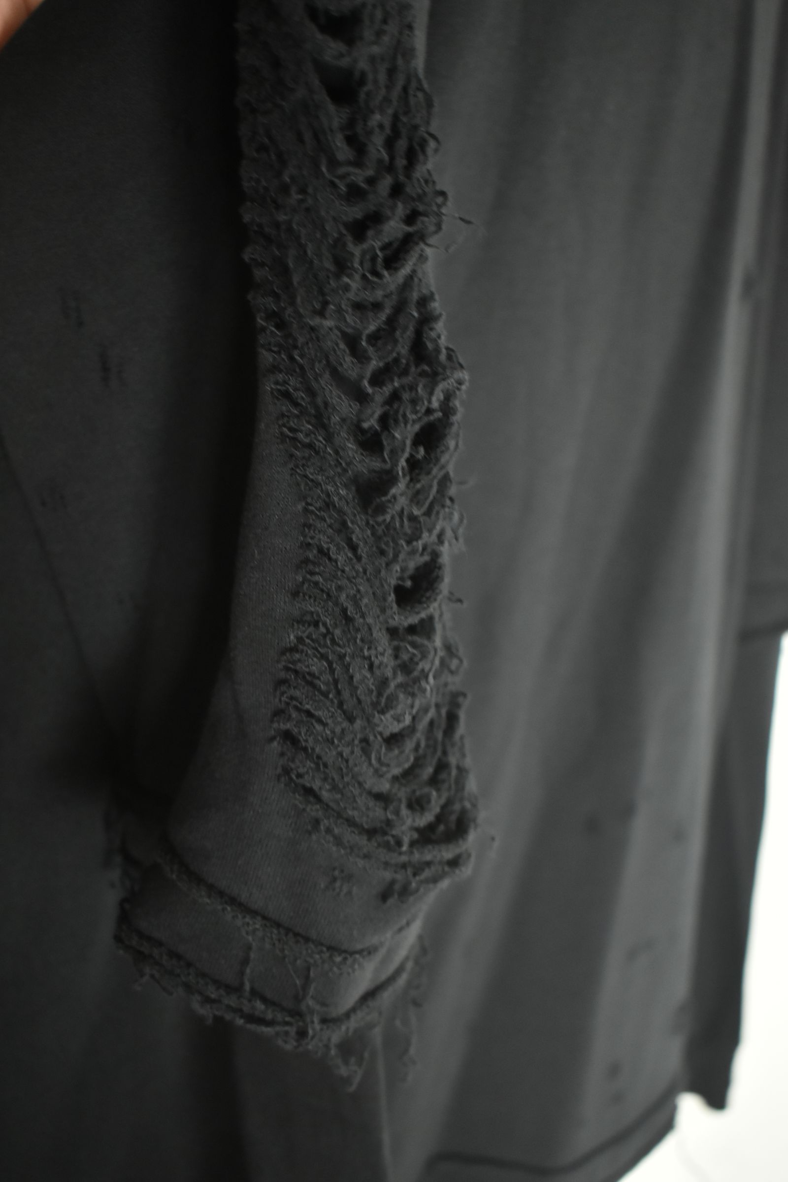 Sweat Shotgun Damage Layered Tee"Black" / 裏毛ショットガンダメージレイヤードTee"ブラック"