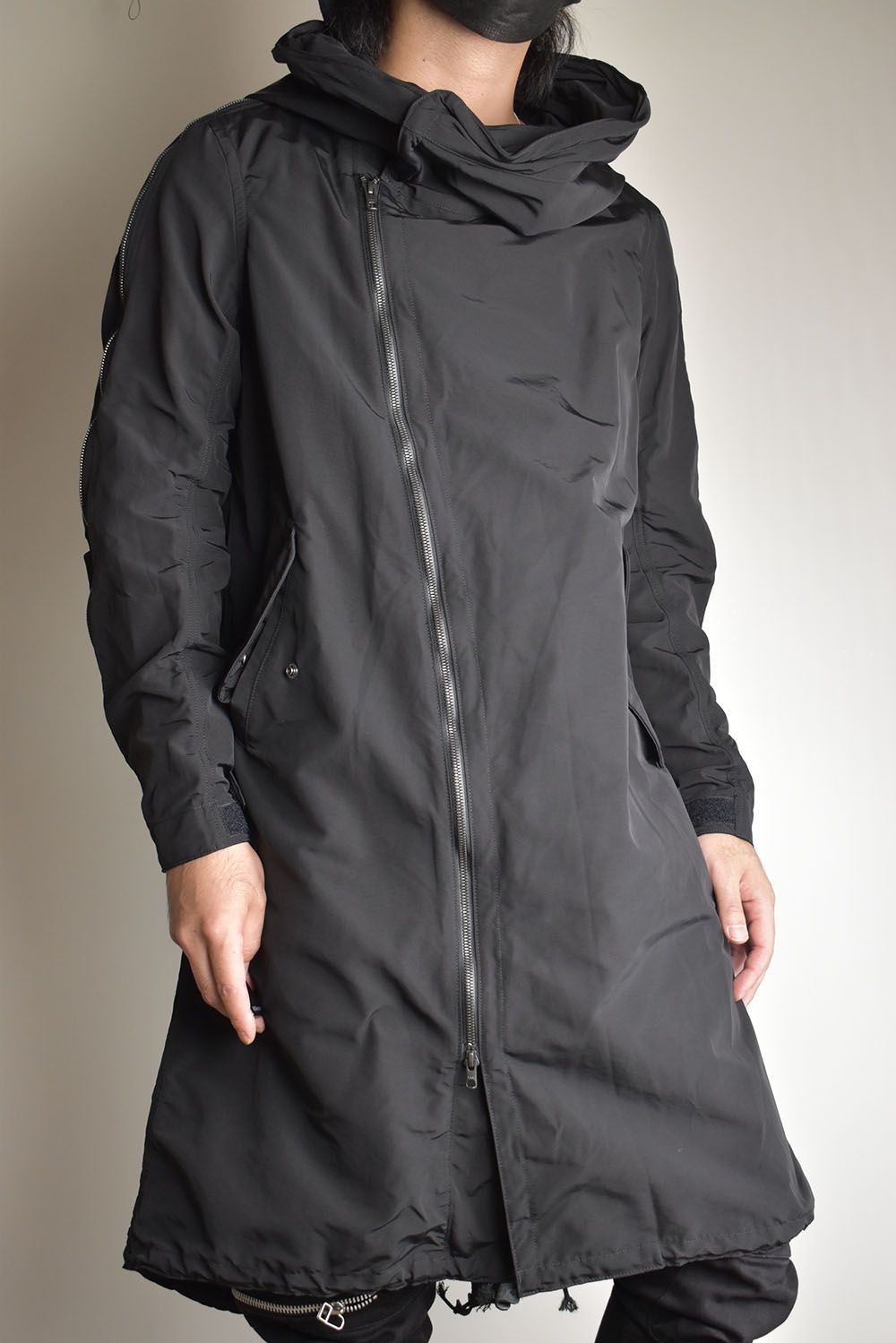 MULTI ZIP MILITARY HOODIE COAT"Black"/マルチジップミリタリーフーディコート"ブラック"