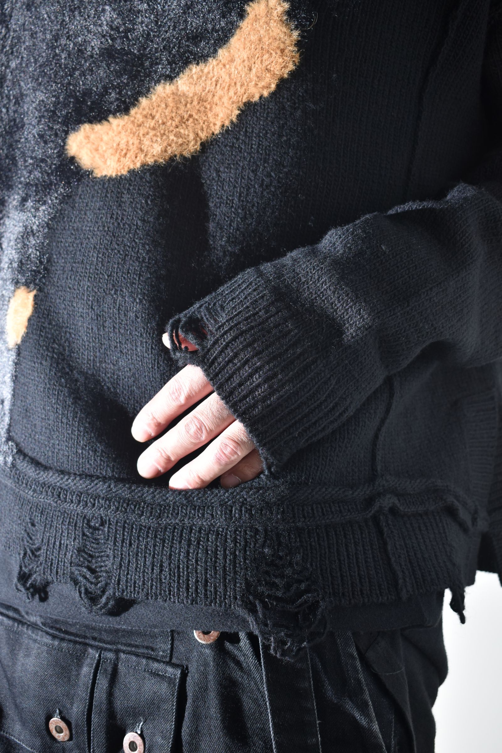 Dog Motif Intarsia Sweater "Black" / ドッグモチーフインターシャセーター"ブラック"