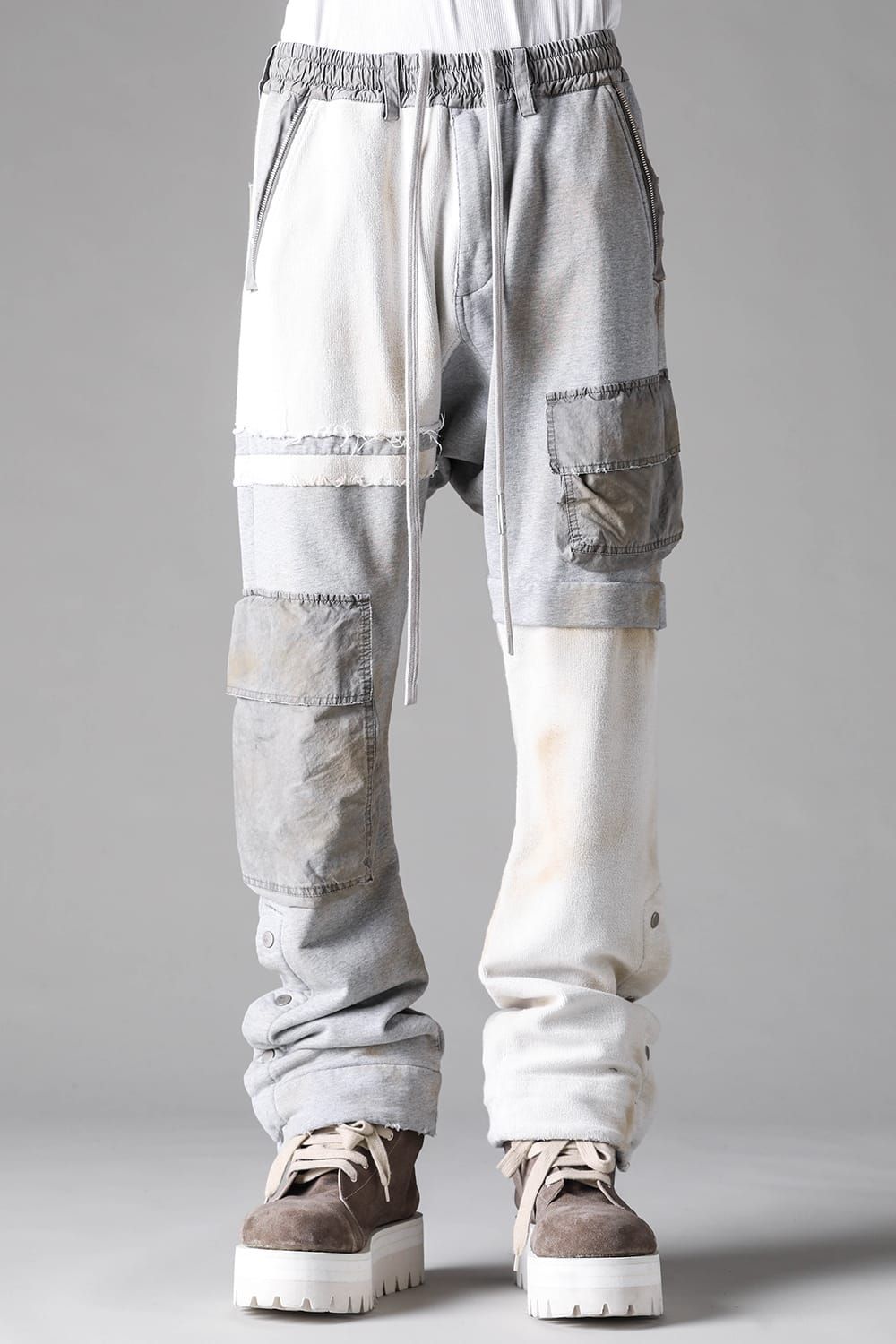 《2027SS先行予約》Vintage Cargo Flare Long Pants "Black × Brown / Grey × L.Grey / Ivory" / ヴィンテージカーゴフレアロングパンツ"ブラック×ブラウン / グレー×ライトグレー / アイボリー"